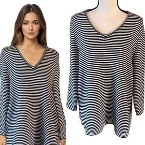 Talbots V Neck Stripe Knit Tunic Size Large